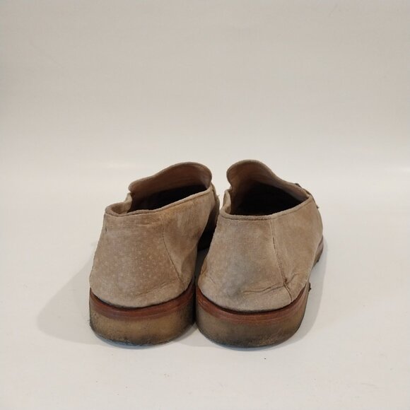 Escada Shoes Womens 8.5 Beige Tan Velvet Loafers Flats Moccasin Logo Rubber Sole - Picture 9 of 10